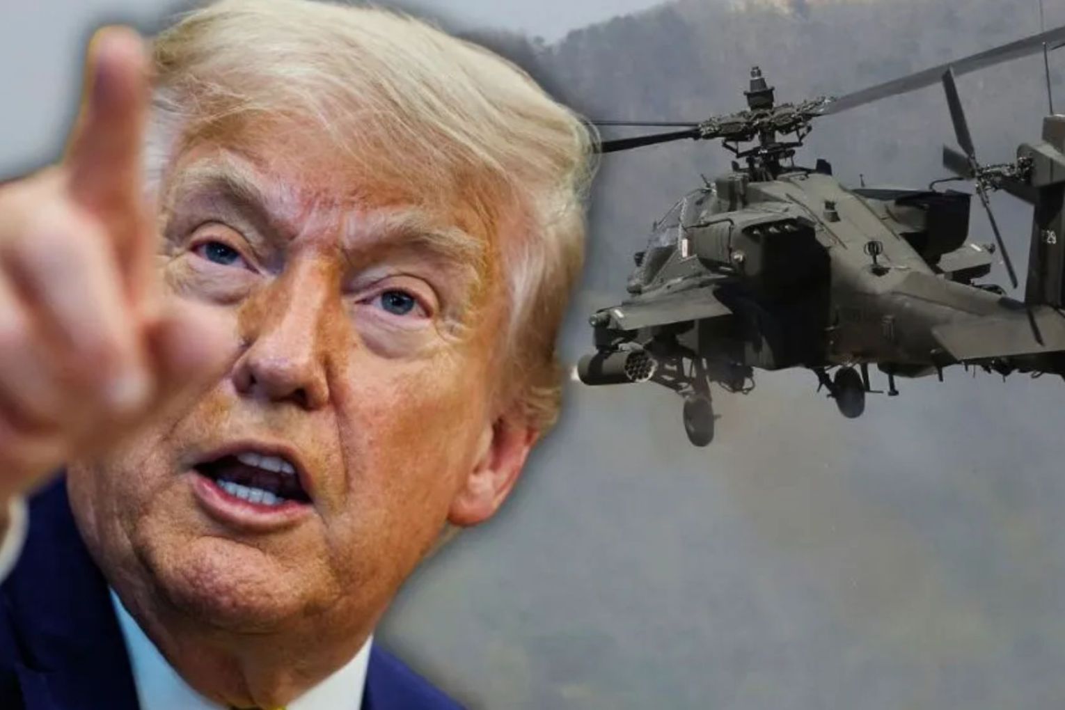 President Trump says the US must react to the downing of a US helicopter near the Strait of Hormuz. 