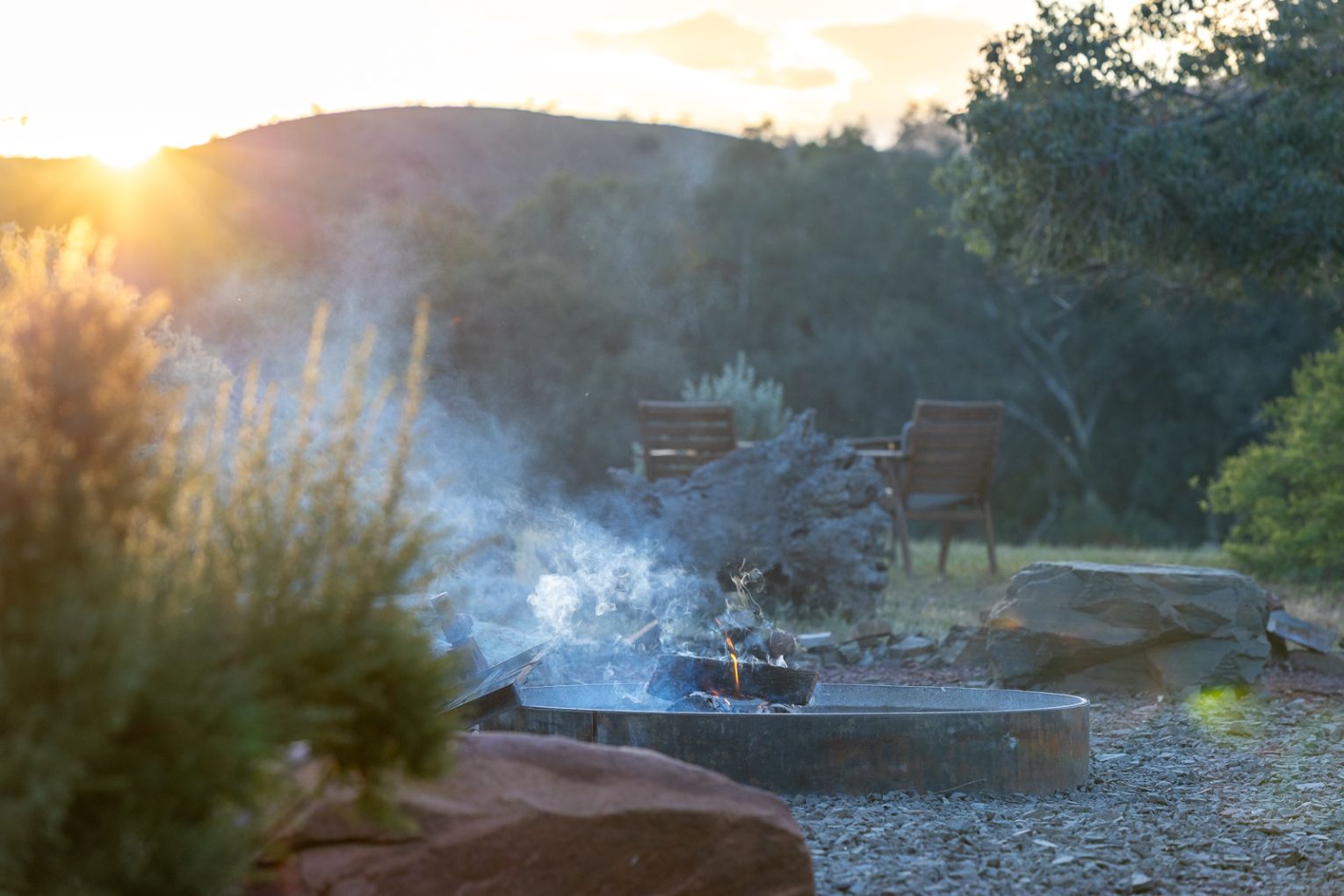 A sand goanna; emus are a common sight in the region; the campfire at Arkaba Homestead; field guide Natalie Gruel.