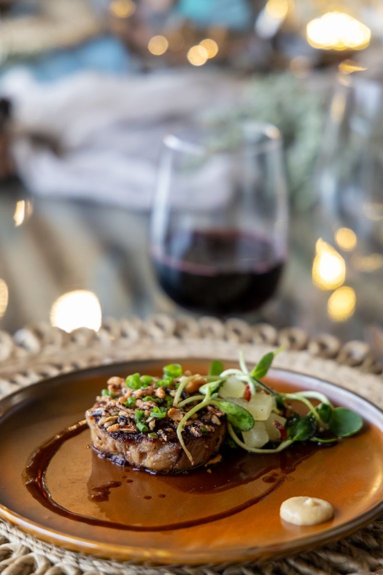 The Arkaba Walk provides a perfect balance of luxury and adventure, from bush-inspired meals such as Murraylands pork roulade with quandong.
