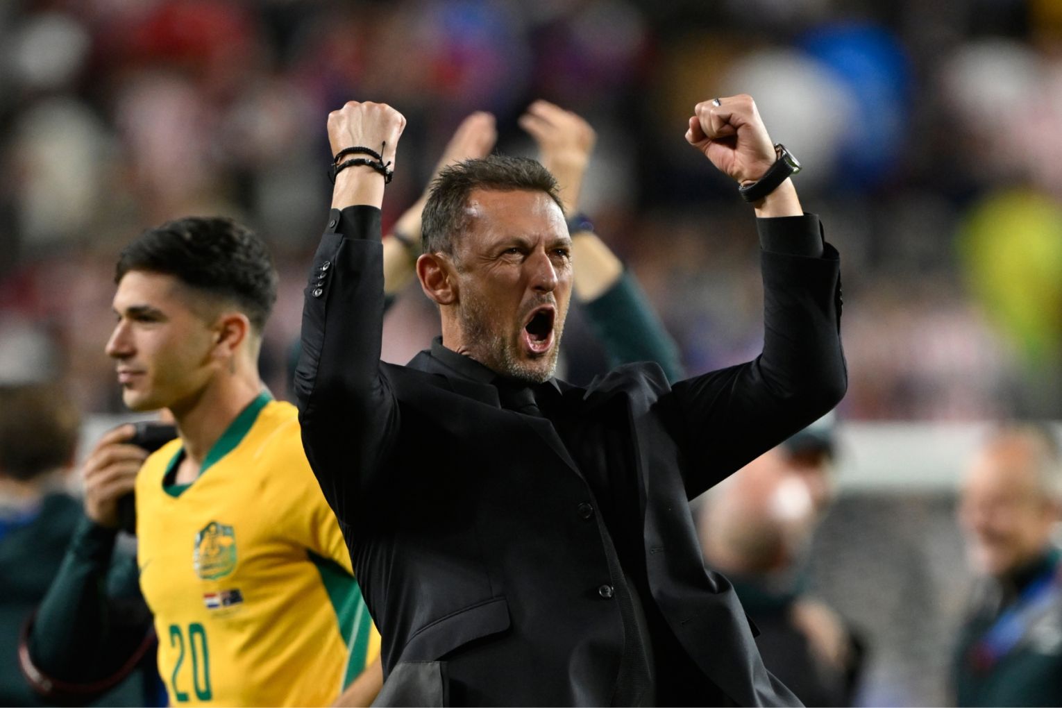 Australia head coach Tony Popovic reacts after the World Cup Group D soccer match between Paraguay and Australia in Santa Clara, Calif., near San Francisco, Thursday, June 25, 2026. (AP Photo/Eakin Howard)