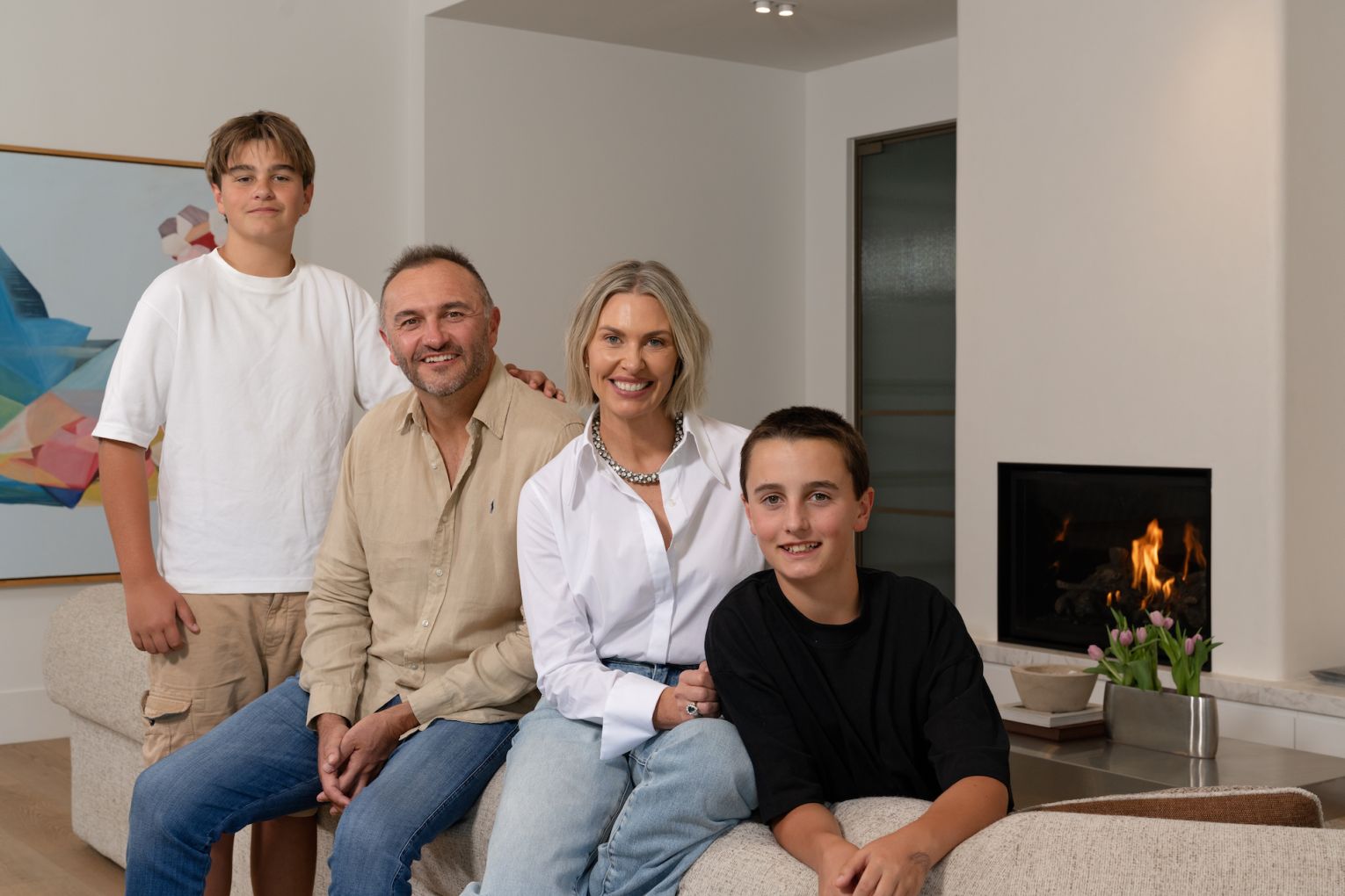 Jade Robran and Ben Williams with sons Harry and Sol.