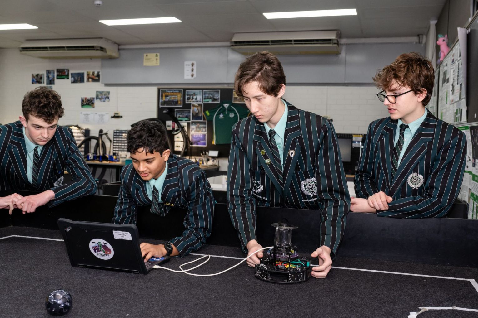 Students from Brisbane Boys' College will travel to South Korea for the "World Cup of robotics" this week. Picture: Supplied