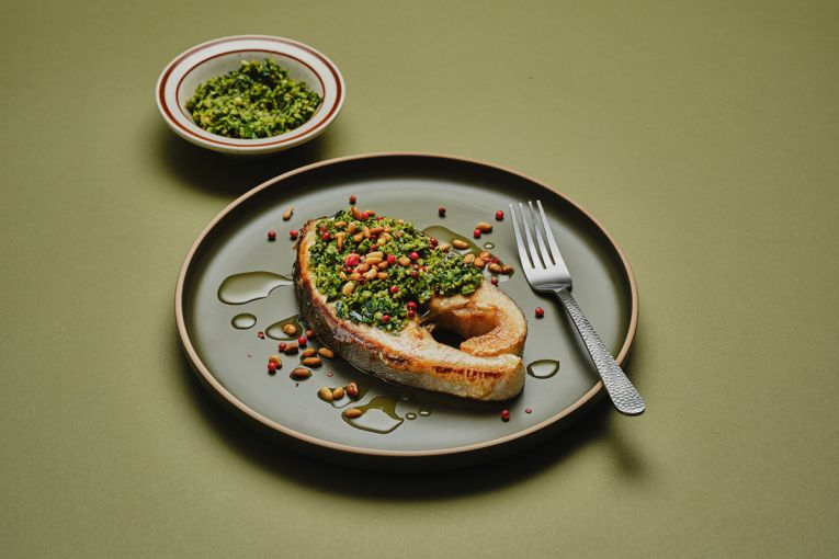 Thumbnail for Grilled fish fillet with green olive relish
