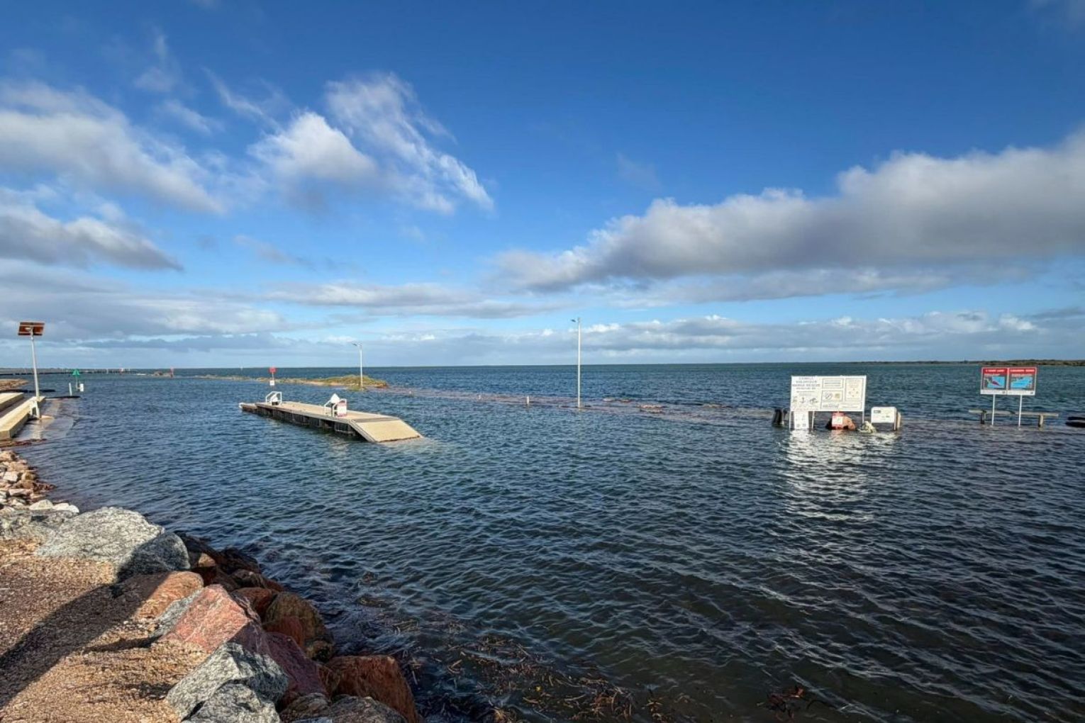 Cowell Boat Ramp was inundated, SA. Picture: Renea Docking/via BOM