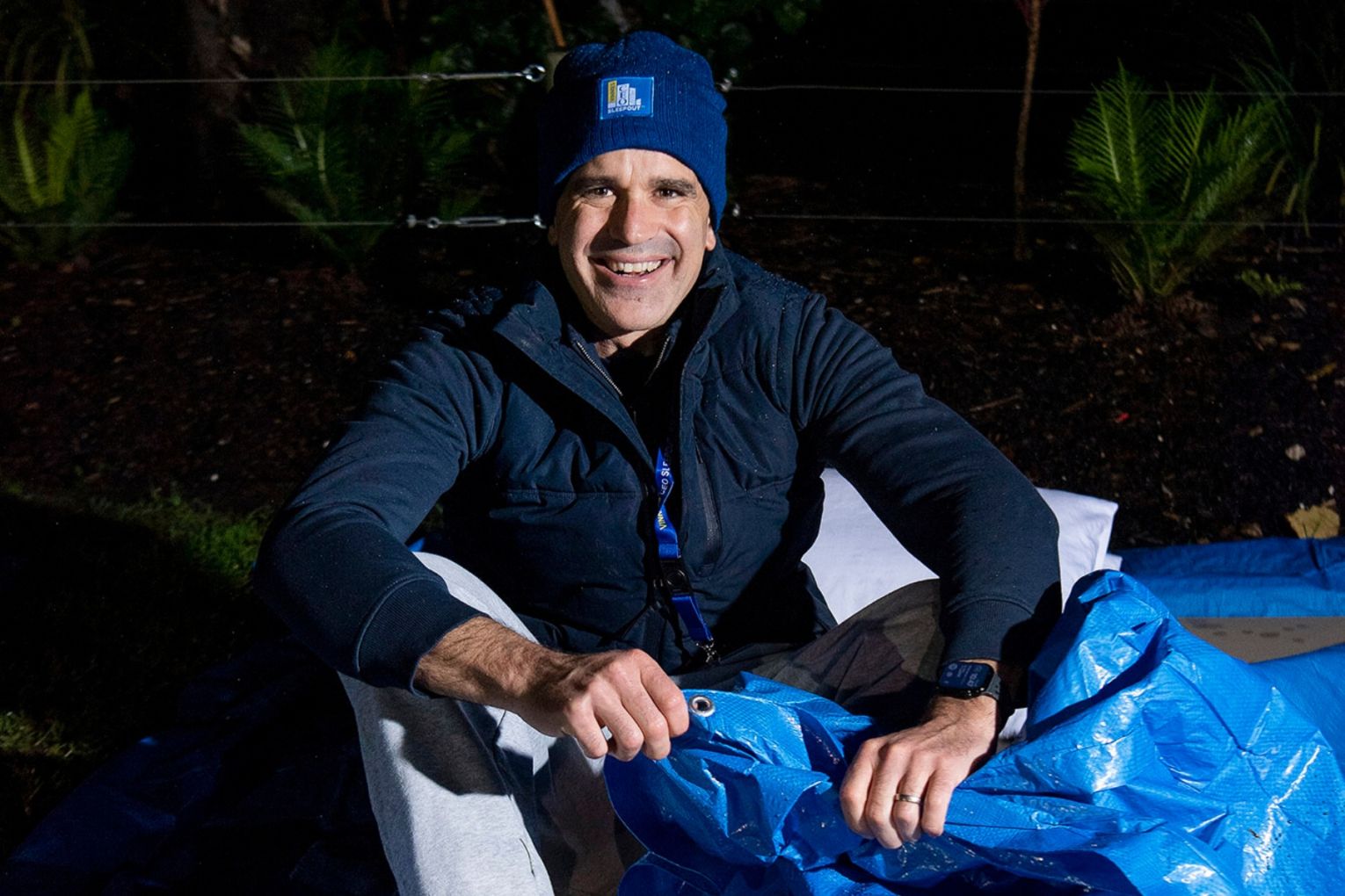 Premier Peter Malinauskas took part in the CEO Sleepout last night at the Adelaide Zoo. Photo: Supplied