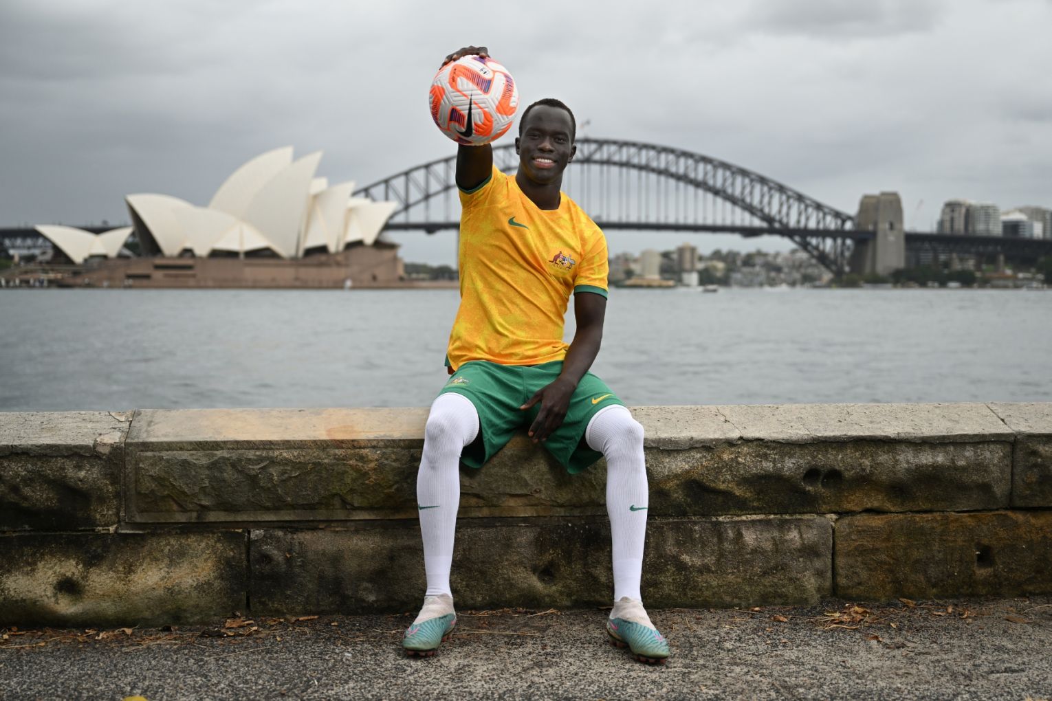 Awer Mabil has spoken from the heart as he seeks to mark World Refugee Day with a win over the US. Photo: Dean Lewins/AAP.