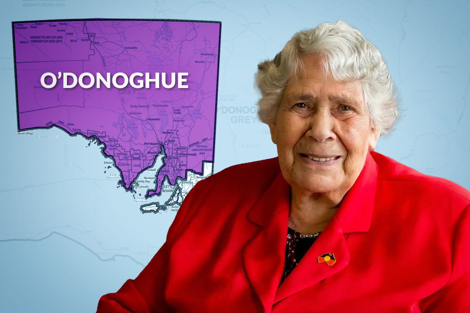 South Australia's largest electorate will be renamed after trailblazing Aboriginal leader Dr Lowitja O'Donoghue. Graphic: James Taylor