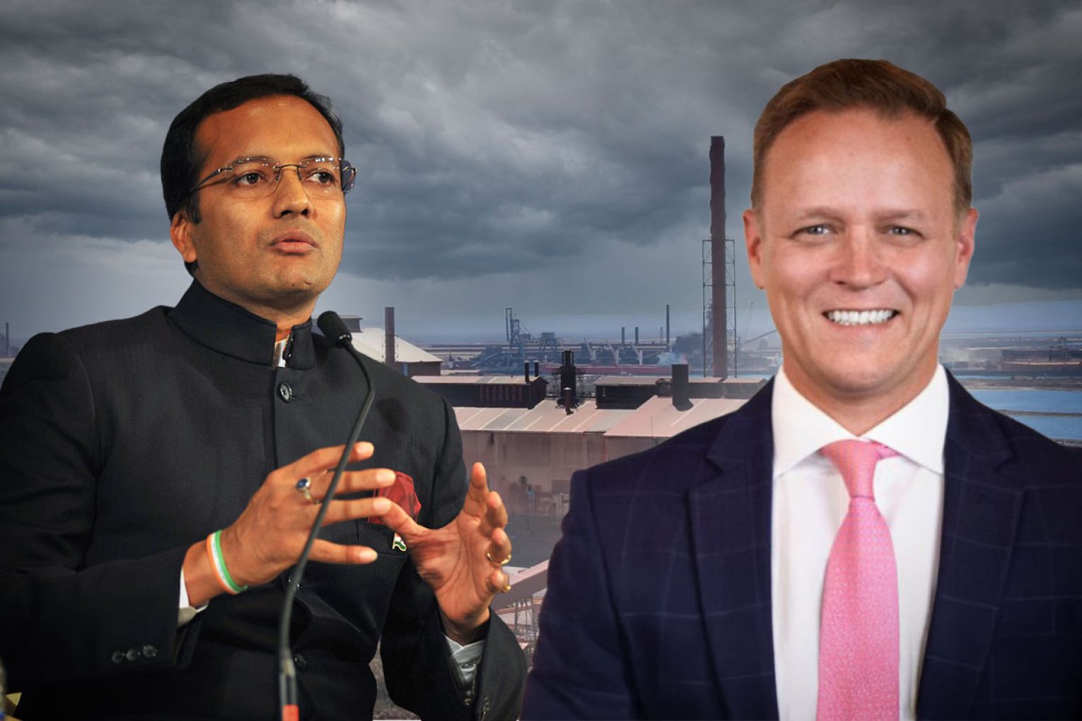 Reports have emerged in Indian and international publications that Naveen Jindal – nicknamed Man of Steel – was summoned to appear before an Indian court. Meanwhile, Greensteel Australia president Patrick Buchan said the company's NSW plans were on the move. Design: James Taylor/InDaily.