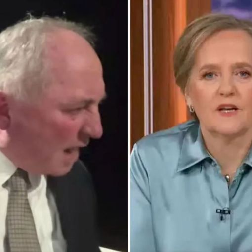Thumbnail for ‘Sit down!’: Joyce yells at dog during tense TV interview