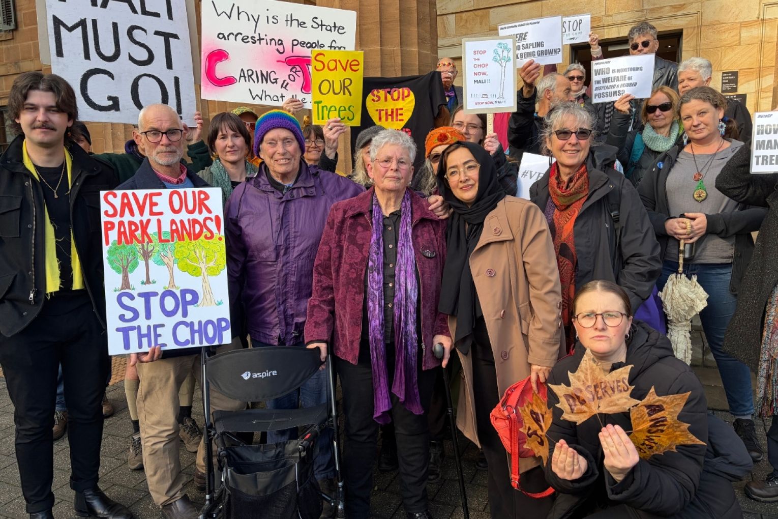 Mij Tanith was surrounded by supporters at the Magistrates Court today, where she was let off without conviction. Photo: Charlie Gilchrist/InDaily
