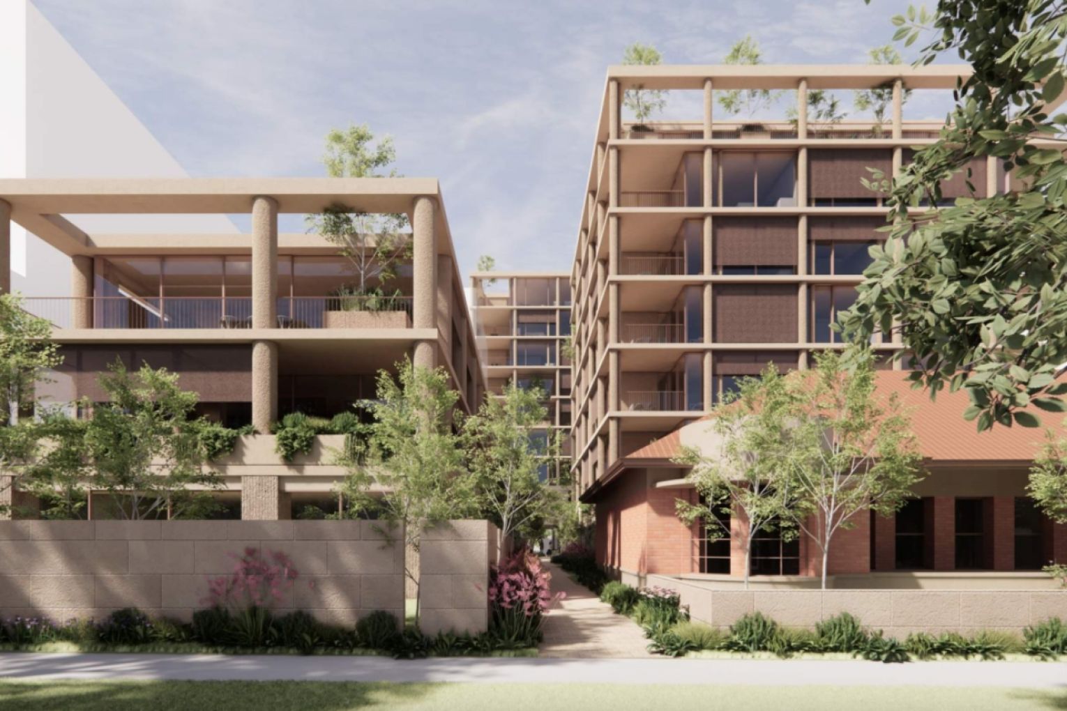 A render of a planned multi-storey apartment complex in North Adelaide. Render: Supplied
