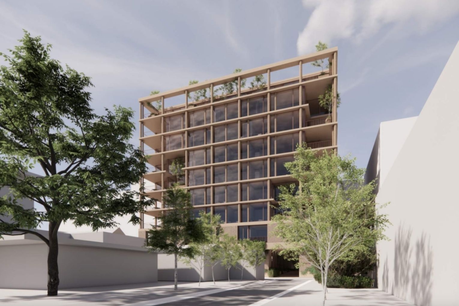 A render of a planned multi-storey apartment complex in North Adelaide. Render: Supplied