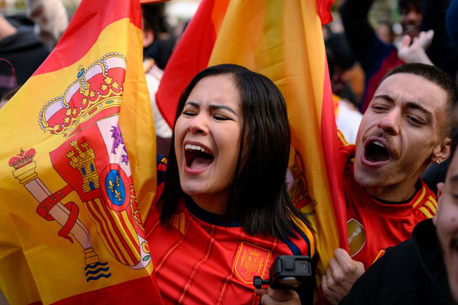 Fans celebrate at a live site during the FIFA World Cup Final match between Spain and Argentina, at Tumbalong Park, in Sydney. Picture: AAP Image/George Chan