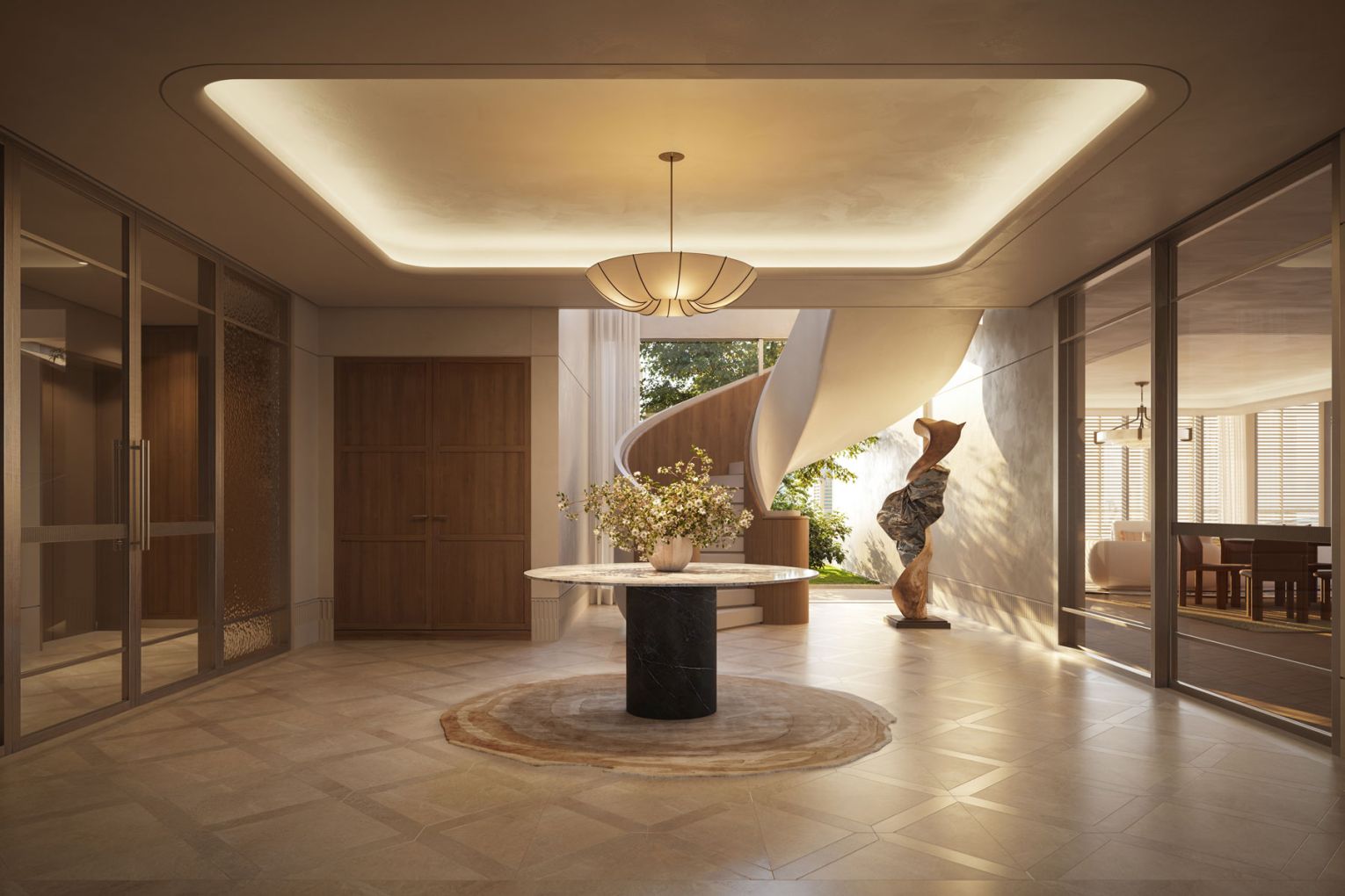 Grand hall at Capella Residences | Image rendered by Verso Projects