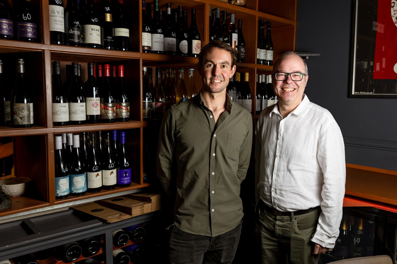 Andy Day and Merrick Peisley, the new owners of La Lune Wine Co. | Credit: James Frostick