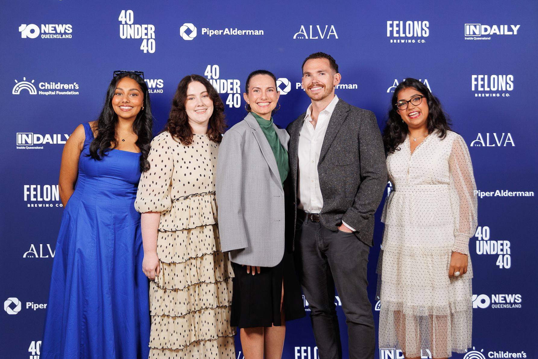 Mackenzie Evans, 40 Under 40 Finalist Claire Greaves, Beau Brown, Punya Goraya and Shivani Paila