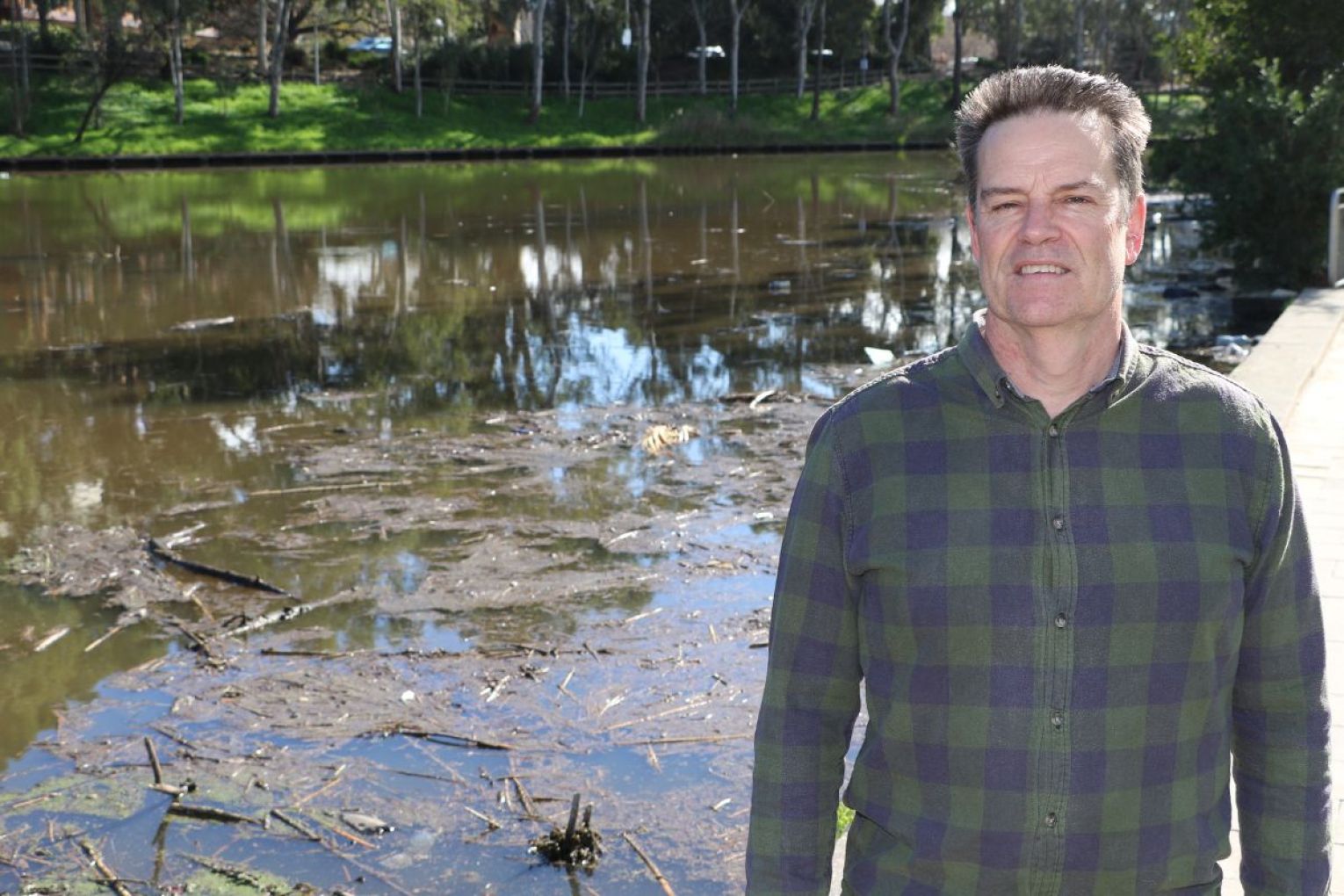 Alistair McIntosh said he was "disappointed" to see the state of the Torrens. Photo: Rory Dowdell/InDaily