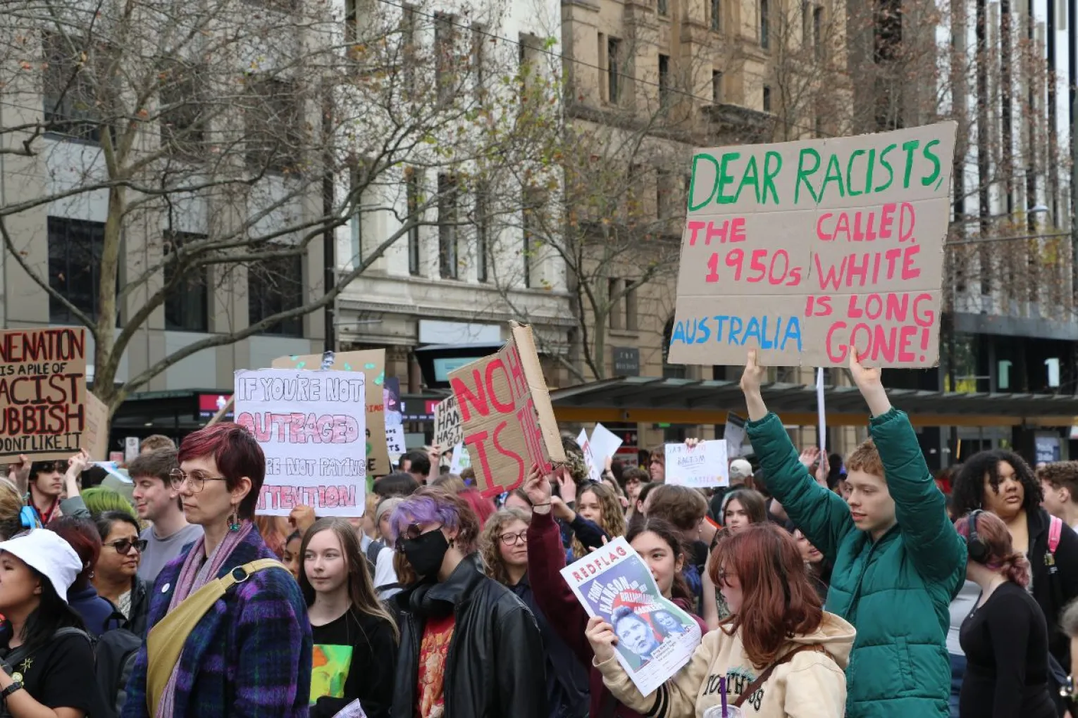 Thousands of high school and university students joined a protest yesterday against Pauline Hanson and One Nation. Photo: Charlie Gilchrist/InDaily