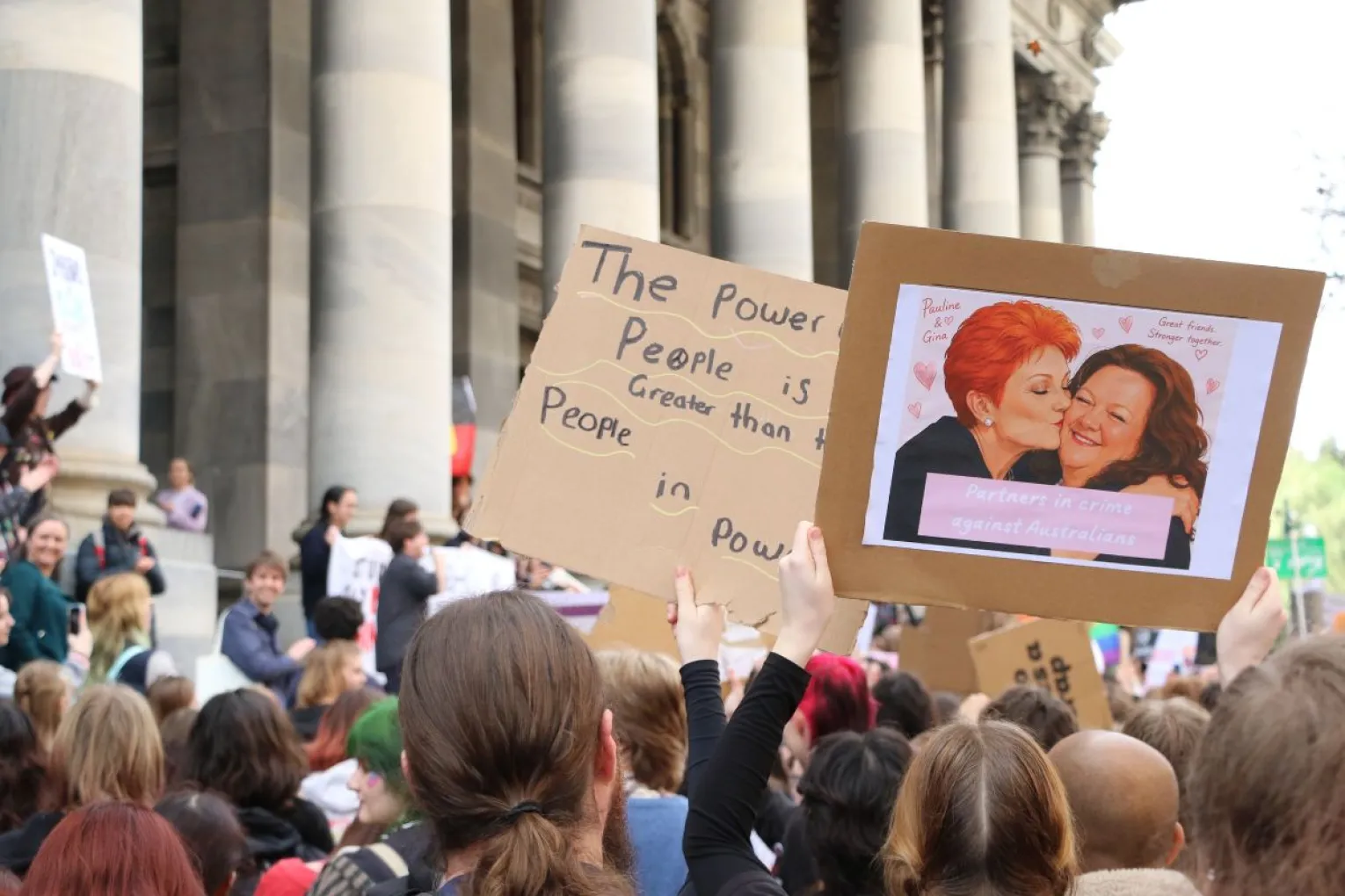 Thousands of high school and university students joined a protest yesterday against Pauline Hanson and One Nation. Photo: Charlie Gilchrist/InDaily