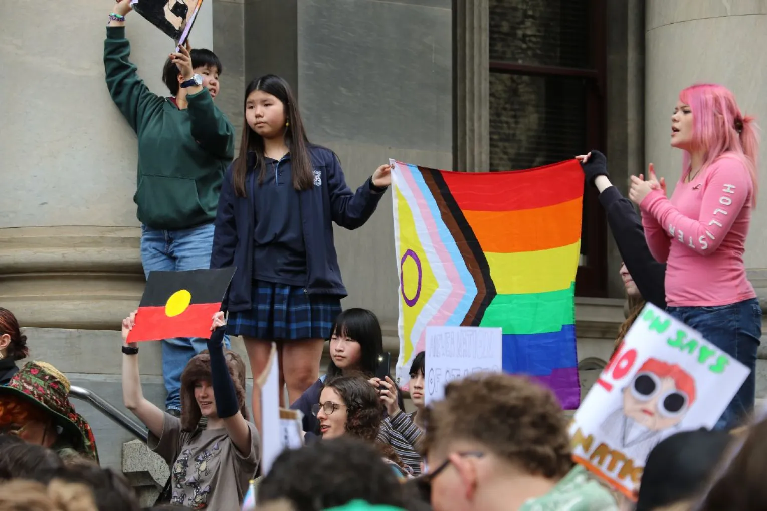 Thousands of high school and university students joined a protest yesterday against Pauline Hanson and One Nation. Photo: Charlie Gilchrist/InDaily