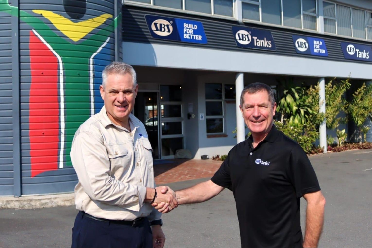 Ahrens managing director Stefan Ahrens and SBS founder and group CEO Delayne Gray. Picture: Supplied