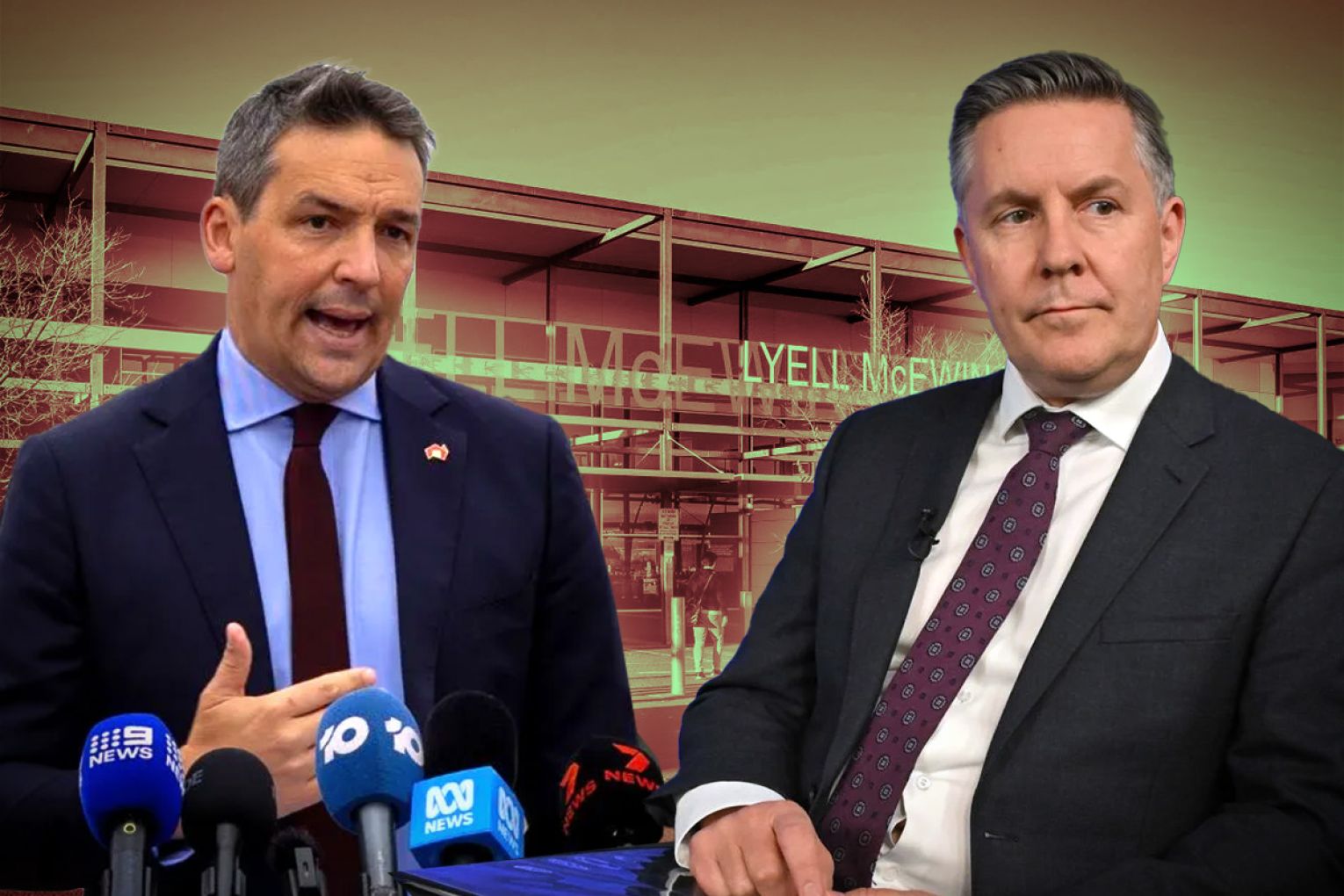 SA Health Minister Blair Boyer has gone head to head with his federal counterpart Mark Butler over aged care funding. Graphic: James Taylor/InDaily.