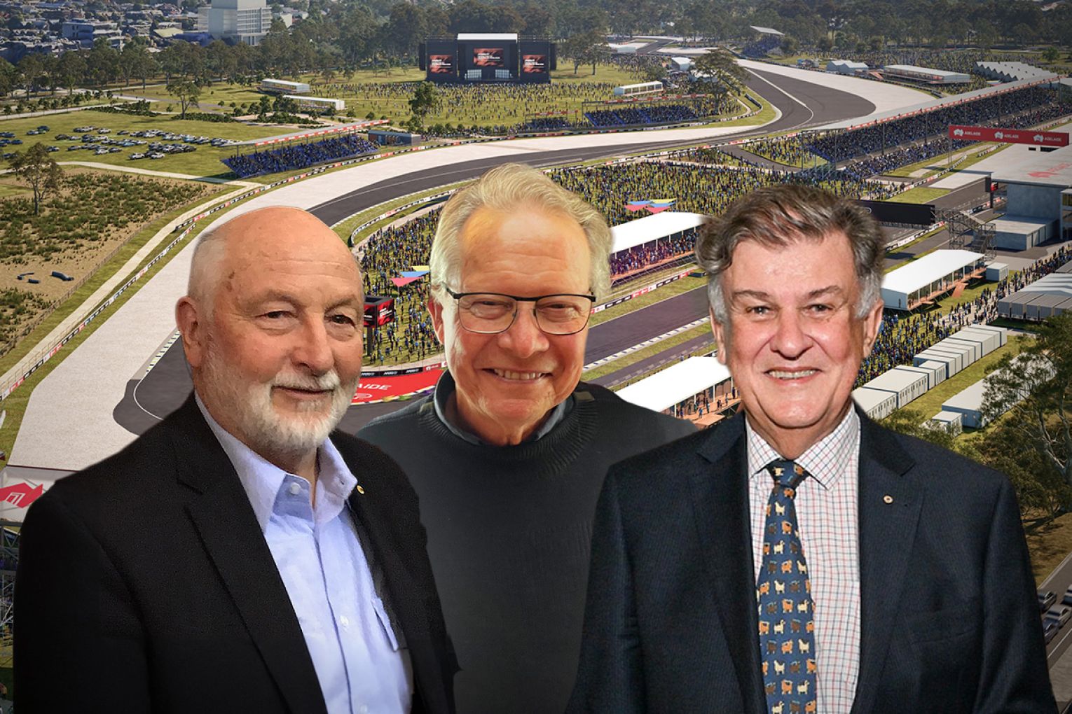 Former Labor Attorney-General Chris Sumner (left), former long-term Labor Minister Michael O'Brien and past Premier Lynn Arnold (right) have all voiced concerns around park lands developments.