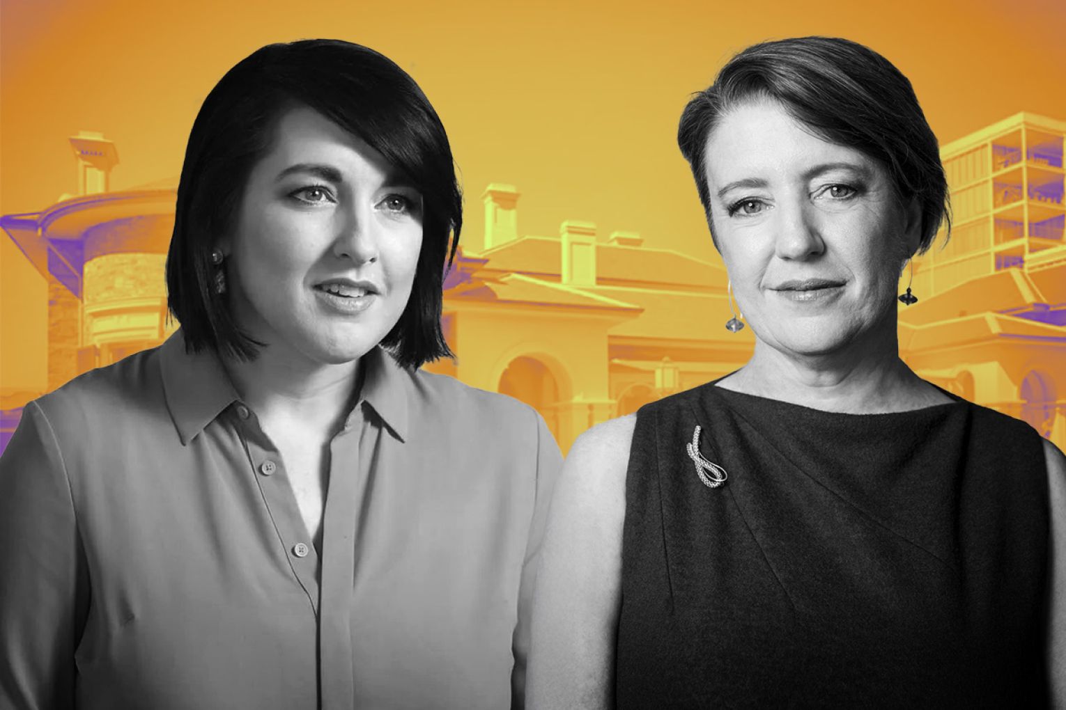 Labor MP and chair of parliamentary inquiry into National Trust Jane Stinson and National Trust SA CEO Nicola Di Lernia. Graphic: James Taylor/InDaily.