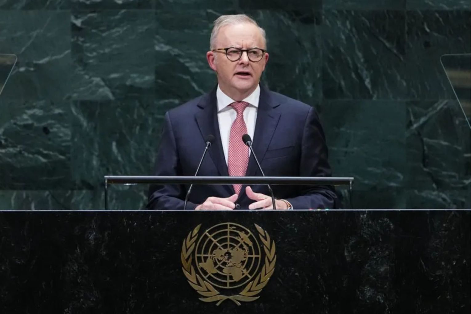 The PM made a pitch for Australia to have a non-permanent seat on the UN Security Council. Picture: AP