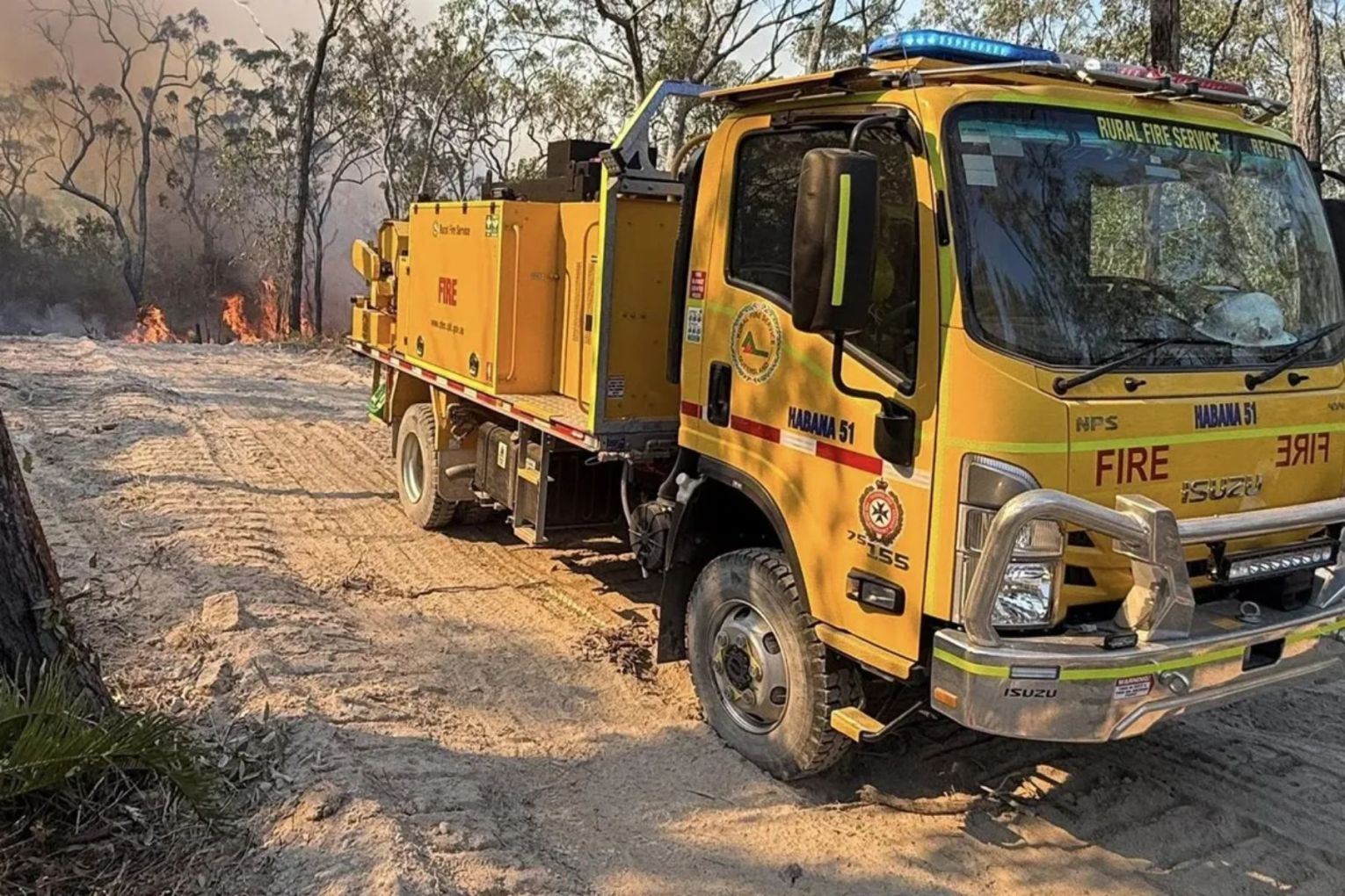 High winds and soaring temperatures sparked bushfires across the nation's east coast. Photo: Rural Fire Brigades Association Qld