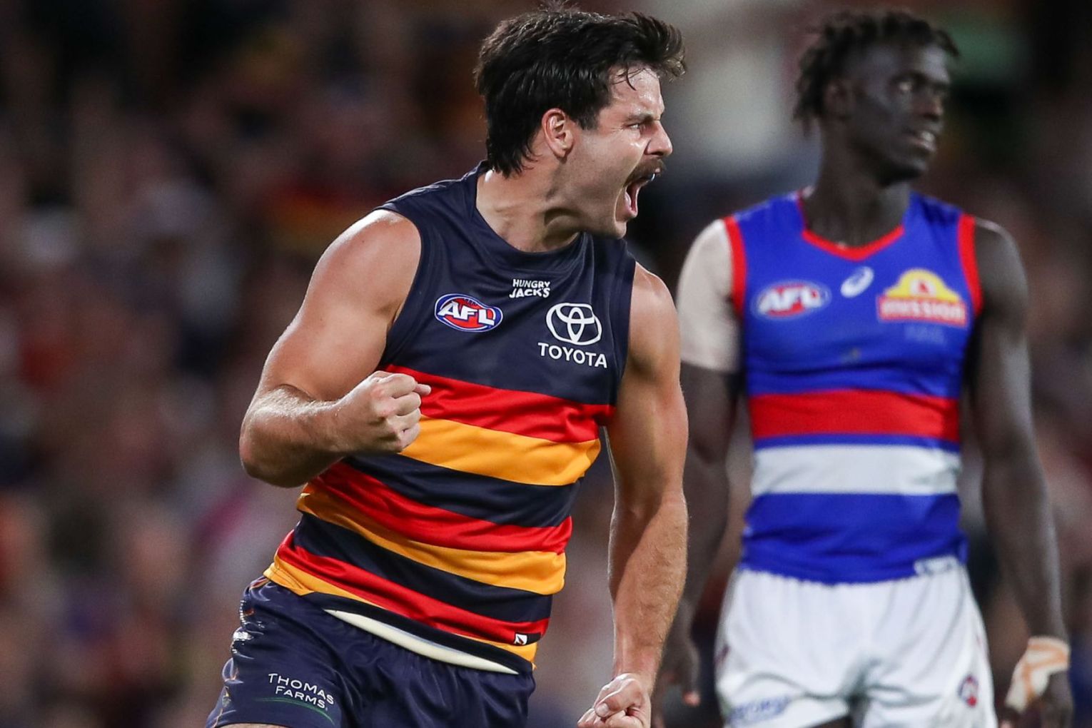 Darcy Fogarty says an elimination final win over the Bulldogs has reinforced Adelaide's belief. Picture: AAP Image/Matt Turner