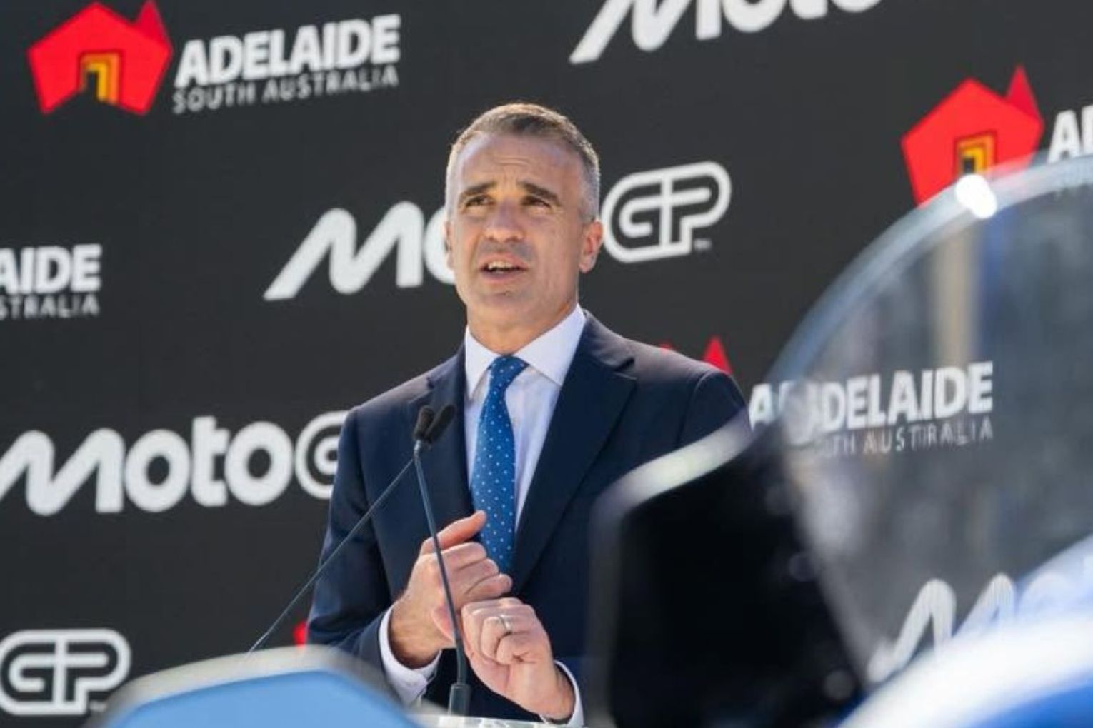 Premier Peter Malinauskas saw his popularity grow amid protests over the MotoGP. Picture: Facebook
