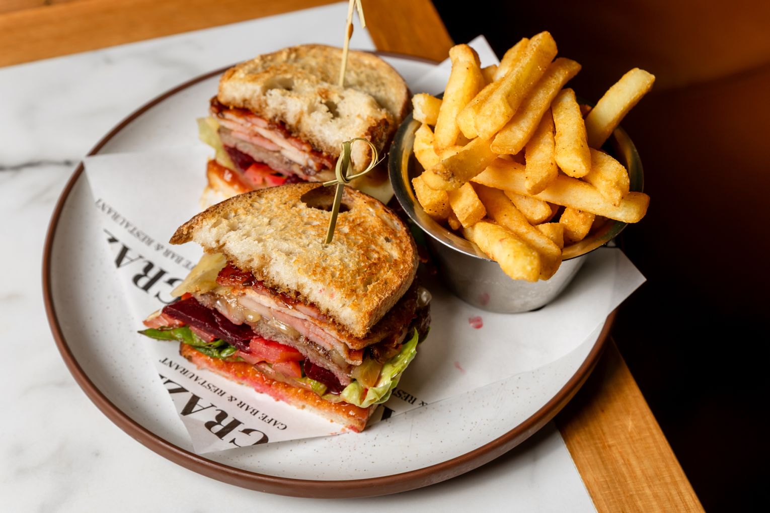 The steak sandwich at Graze Grill & Bar is a hearty option for a pre-flight feed | Credit: James Frostick