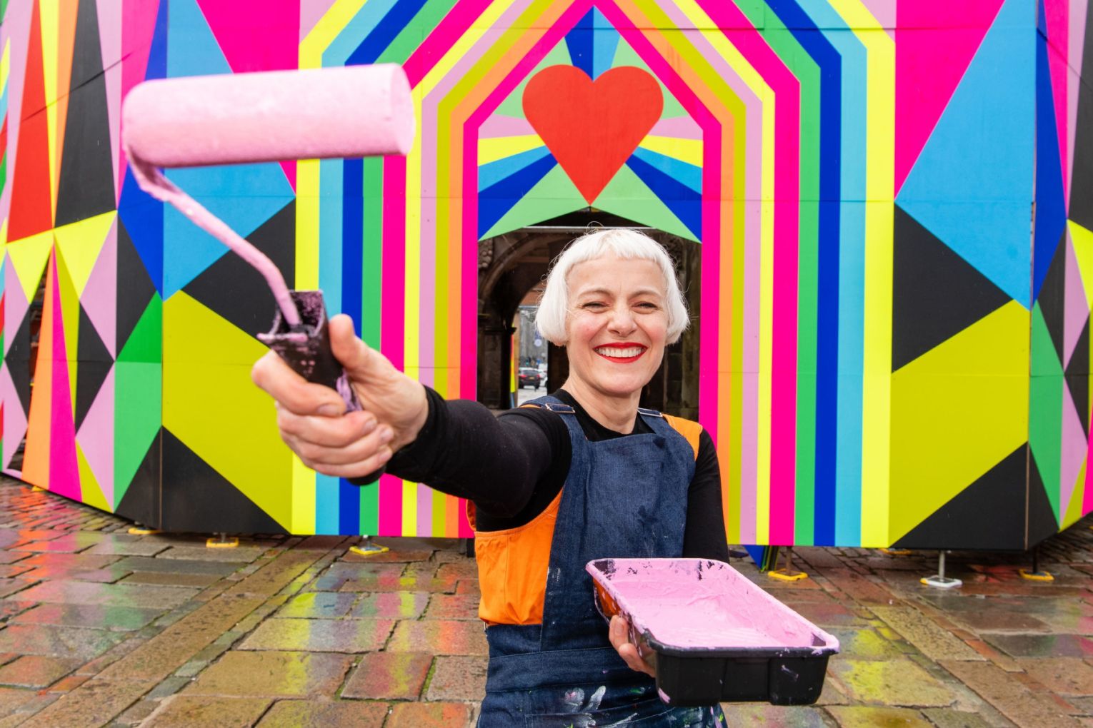 British artist and designer Morag Myerscough is renowned for her colourful creations and she has created a new one in collaboration with locals for this year's BLEACH Festival on the Gold Coast. Photo: Ian Georgeson