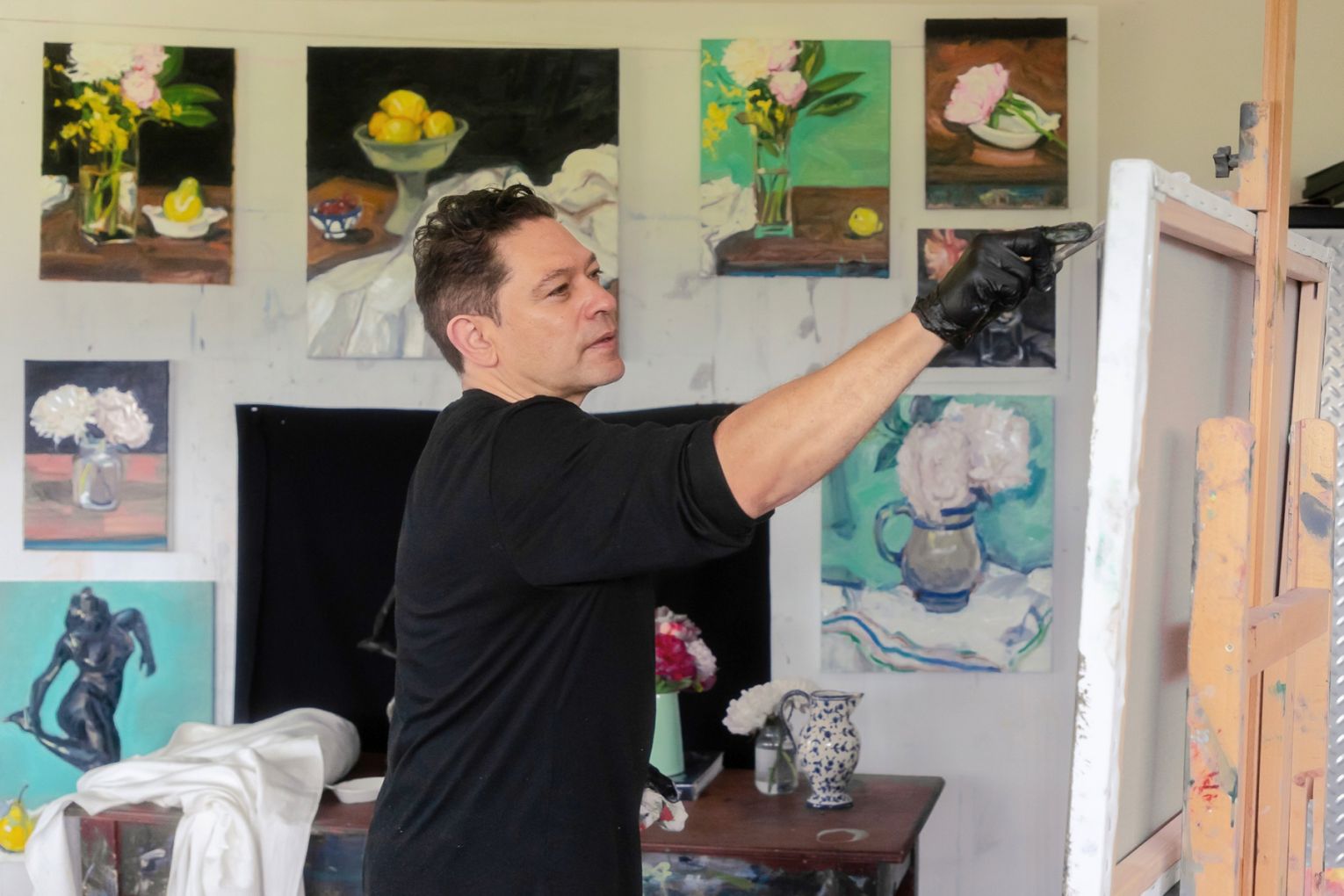 Artist Robert Malherbe at work in his studio. Photo: Aaron Chapman
