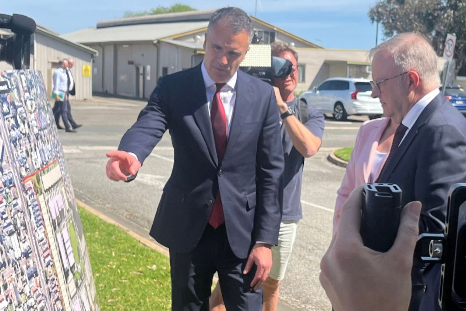 Prime Minister Anthony Albanese and Premier Peter Malinauskas have announced a 400 home development at the Hampstead Barracks. Photo: Rory Dowdell/InDaily