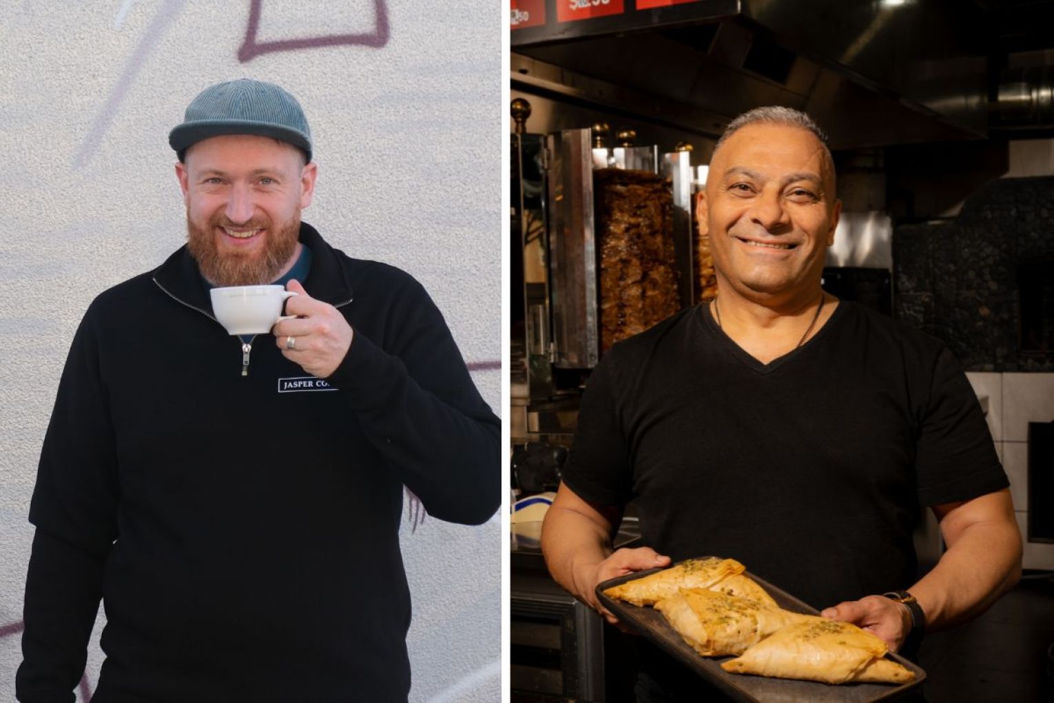 Melbourne institution Jasper Coffee owner Jasper Parker Trenfield and Sofra Kebab House owner Yilmaz Kadir. Photo: supplied.