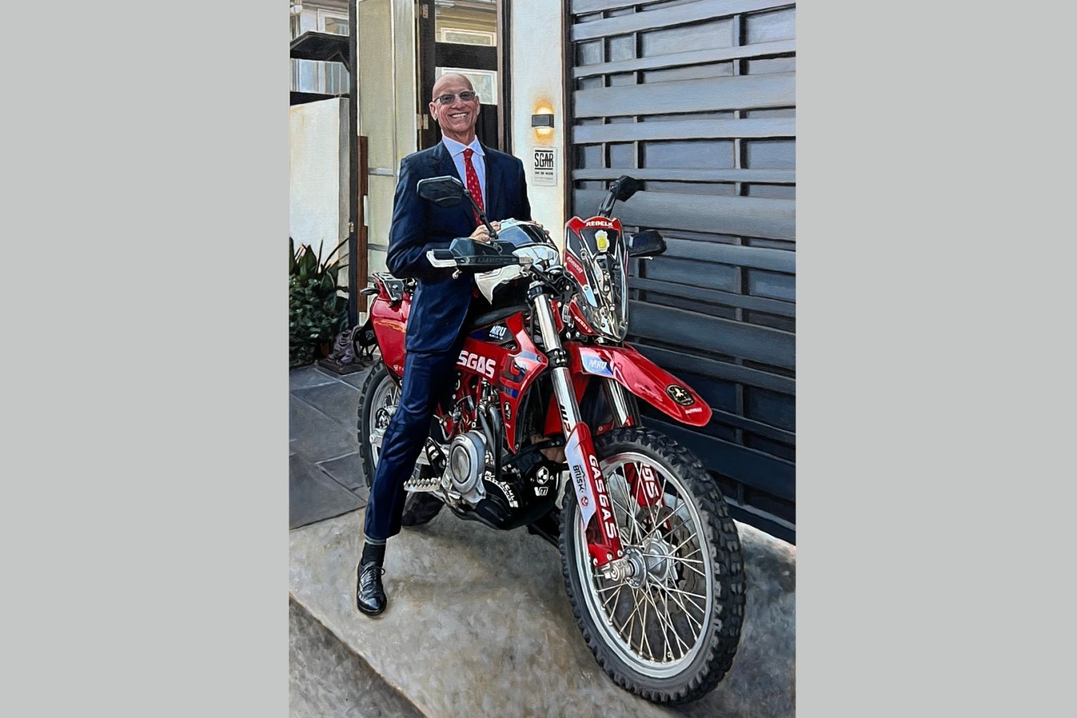 Artist Adam Southgate's portrait of businessman Paul Spiro offers a new take on a well-known local - and it's a finalist in this year's Brisbane Portrait Prize.
