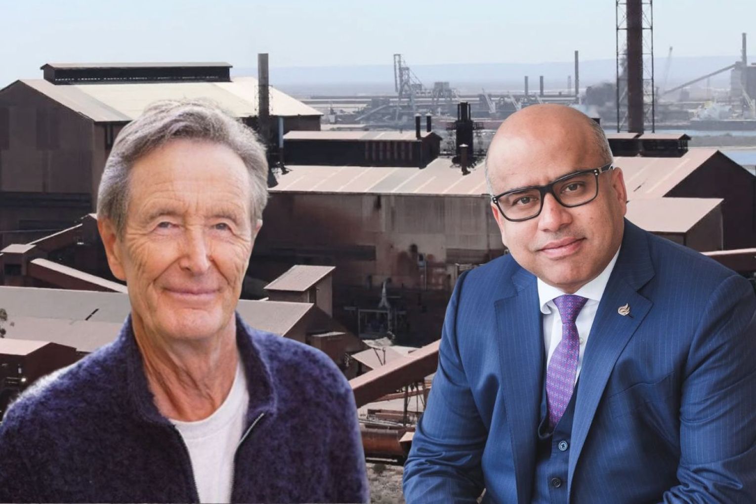 Paul Barry's (left, credit: Alex Barry) new book chronicles the Whyalla Steelworks under the ownership of Sanjeev Gupta (right). 