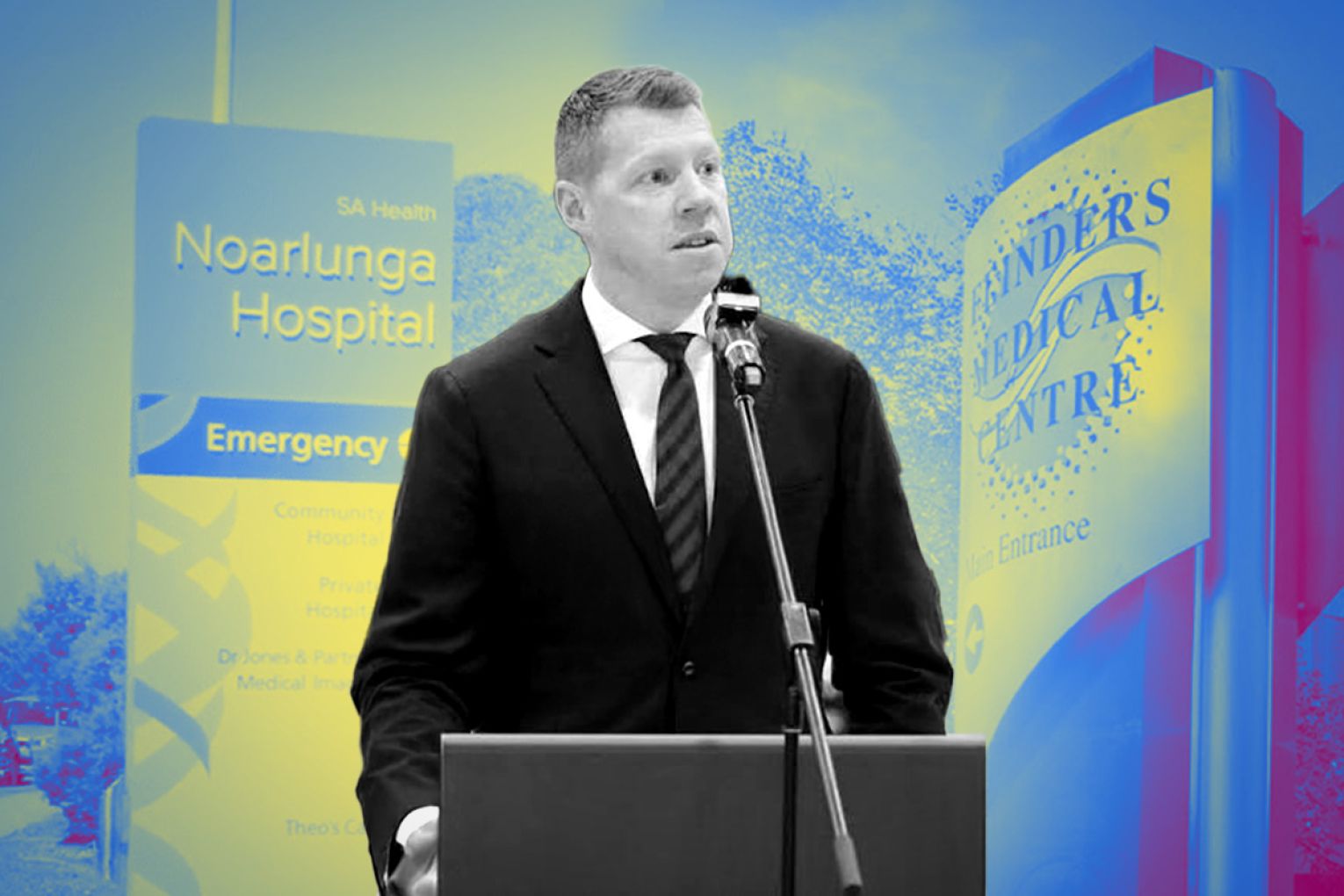 The acting health minister has made an announcement about two of the state's embattled hospitals. Graphic: James Taylor/InDaily.