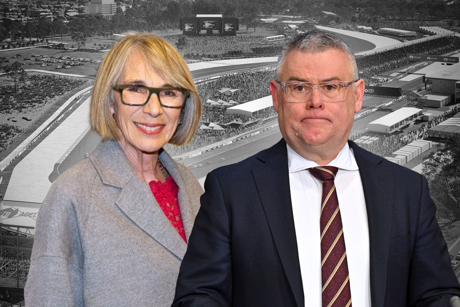 City of Adelaide Lord Mayor Dr Jane Lomax-Smith and Federal Environment Minister Murray Watt. Graphic: James Taylor/InDaily.