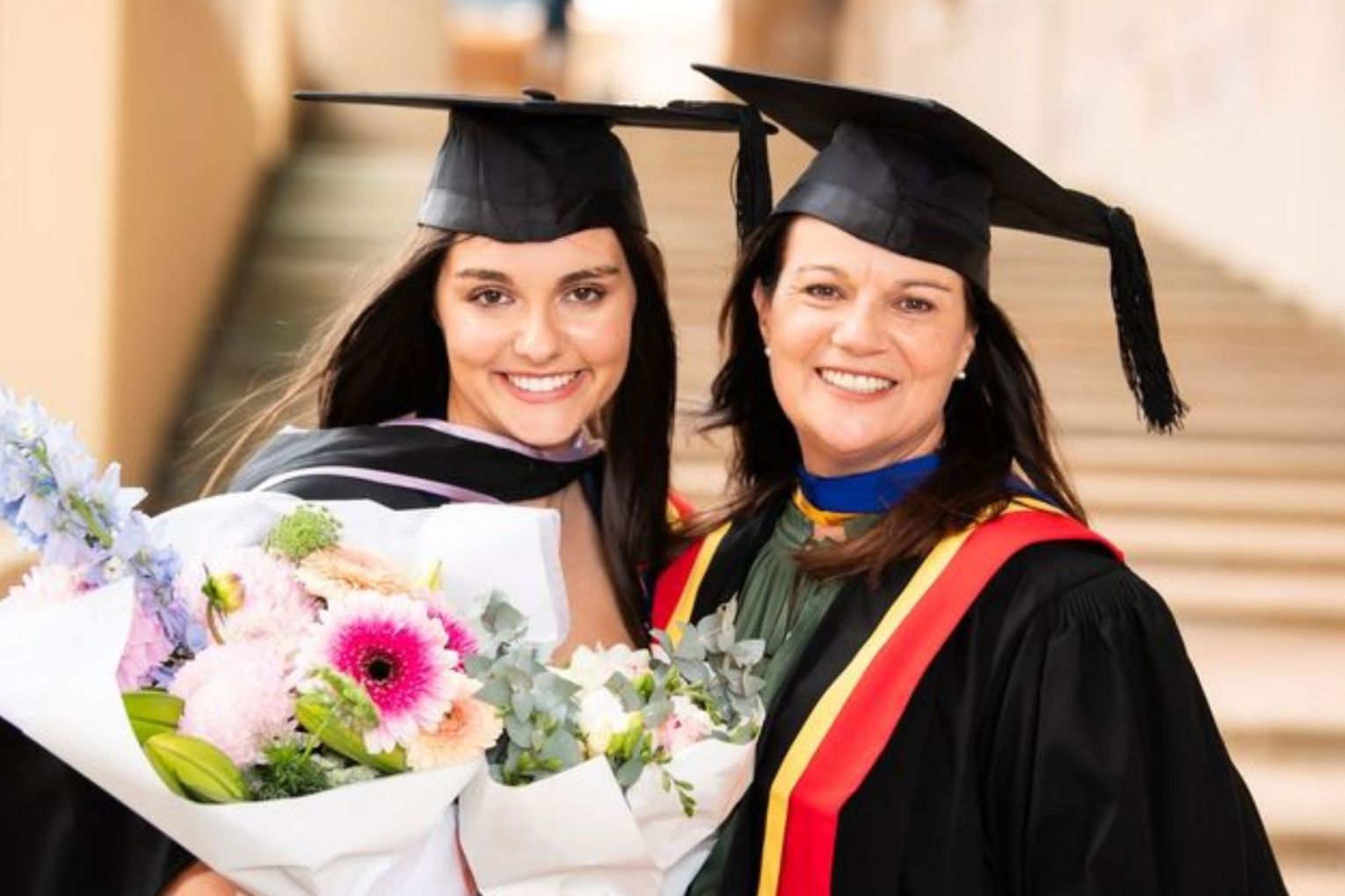 Belinda Matijevic received her Master of Business Administration on the same morning her daughter Clare was awarded a Bachelor of Laws and Bachelor of Psychological Science from Bond University. Picture: Cavan Flynn