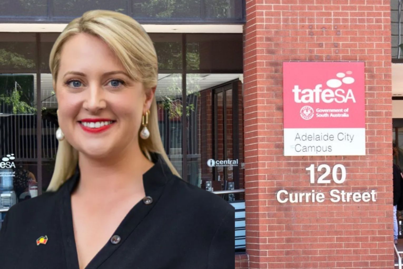 Education Minister Lucy Hood today revealed figures showing that millions have been saved by students as a result of fee-free TAFE. Photos: Tony Lewis/InDaily and supplied. Graphic: InDaily