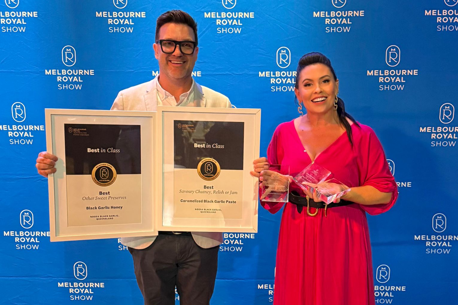 Tony and Teneille of Noosa Black Garlic, who won two awards for their preserves | Credit: MRAFA