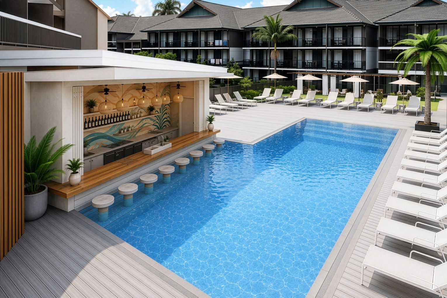 Artist impressions of Oh Shun Blu, the new adults-only pool at Paradise Resort | Credit: supplied
