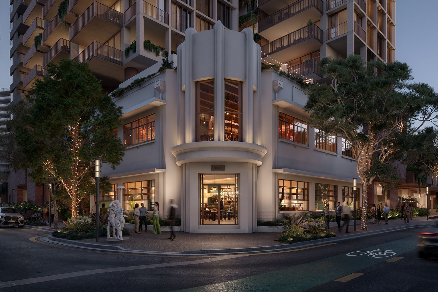 Renders of Sanctuary by Aria Property Group, which will redevelop five lanes across South Brisbane's Melbourne Street | Credit: Aria Property Group