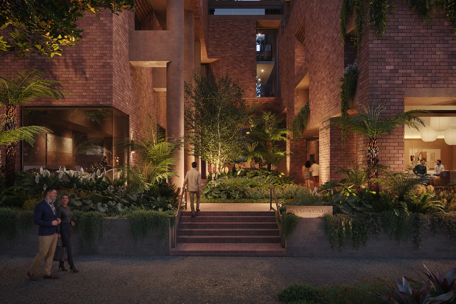 Renders of Sanctuary by Aria Property Group, which will redevelop five lanes across South Brisbane's Melbourne Street | Credit: Aria Property Group