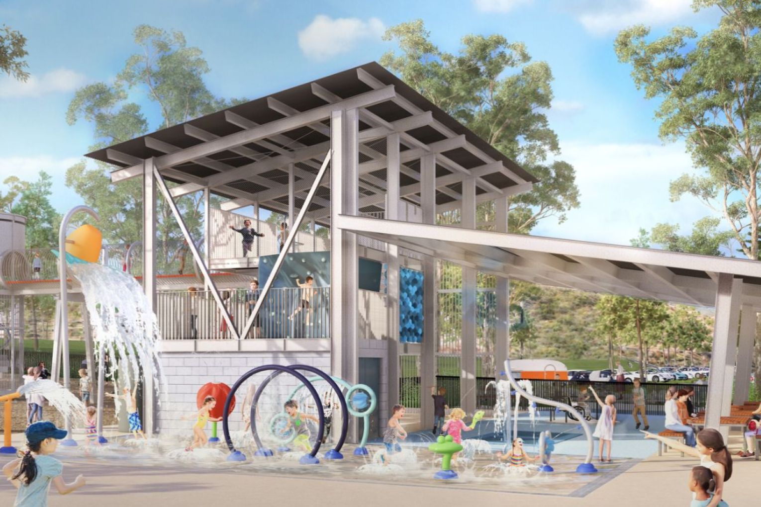 Latest designs for the Whyalla Splash Play Plaza on the foreshore. Image: Whyalla Council